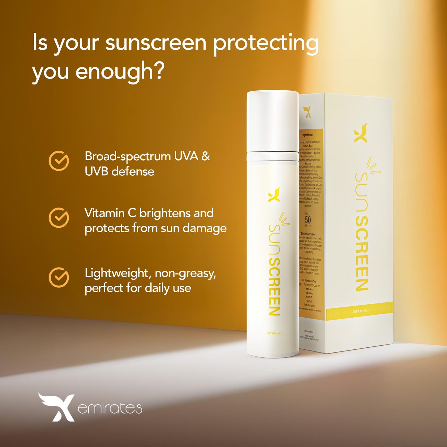 Sunscreen + Moisturizer (SPF 50 PA+++)