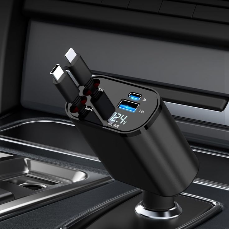 120W 4 in 1 Retractable Car Charger,Super Fast Charge Car Phone Charger,Retractable Cables & 2 USB Ports Car Adapter for Android Phones & iPhone 16/15/14/13/12/11 Pro Max,Xr,Ipad,Pixel